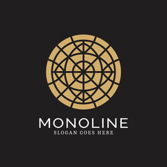 Geometric round logo in monoline style