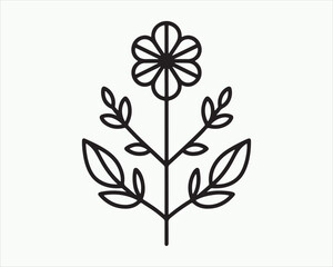 Line Art Flower Logo Design Icon Symbol Vector Illustration.