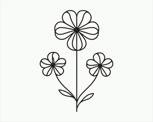 Line Art Flower Logo Design Icon Symbol Vector Illustration.