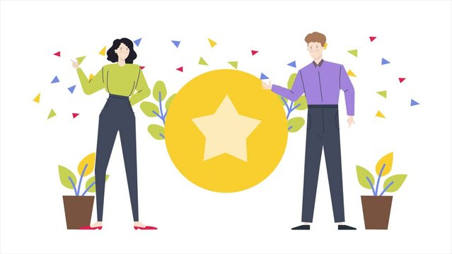 businesspeople with star illustration isolated on white background animated illustration video