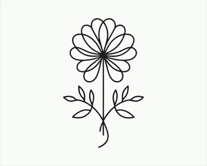 Line Art Simple Floral Logo Design. Vector sign icon logo