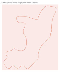 Congo plain country map. Low details. Outline style. Shape of Congo. Vector illustration.