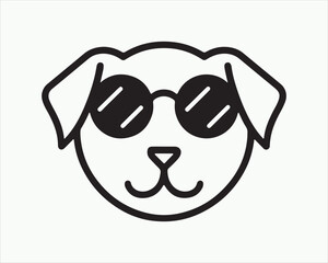 Minimalist Line Art Dog Sunglasses Vector Illustration. Outline Dog logo