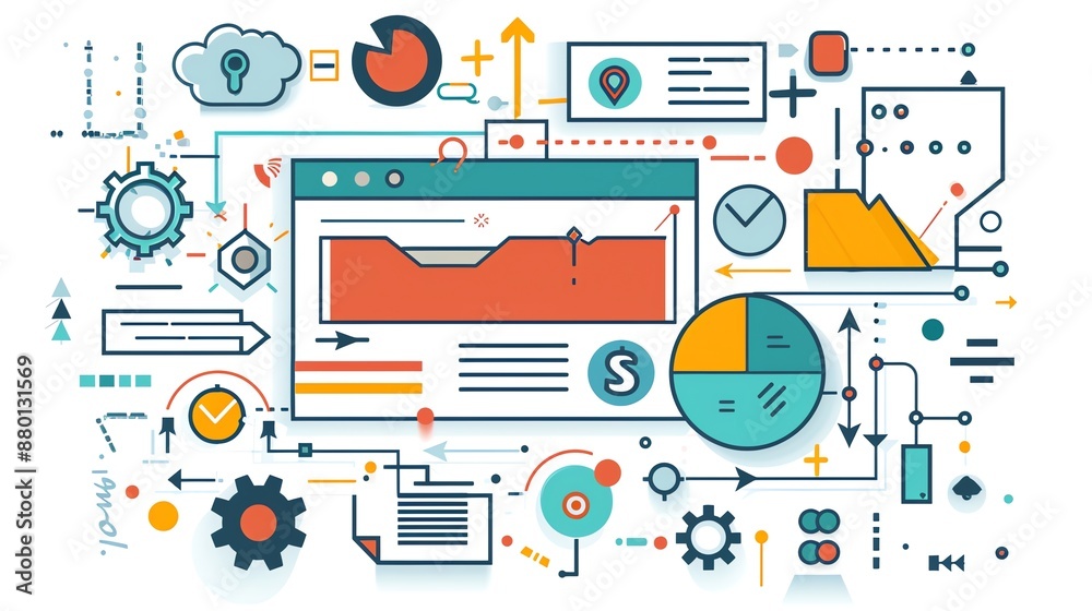 Poster abstract infographic with charts and diagrams.