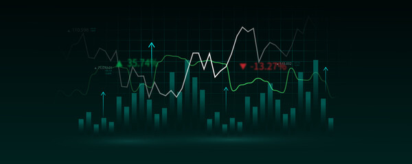Financial background, stock market or forex trading graph suitable for financial investment or business concept, economic trend.