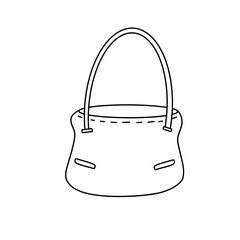 A purse with a white handle