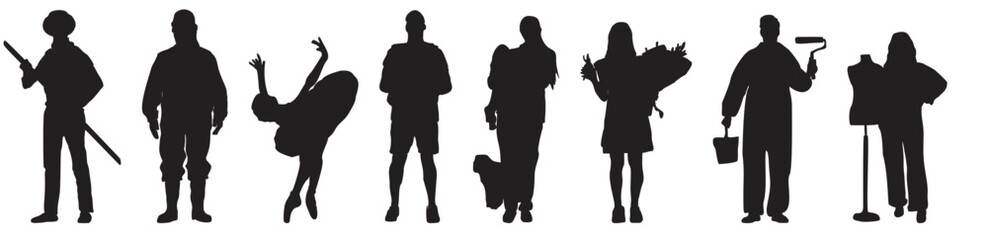 different people profession occupation silhouette