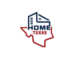 Map texas word outline house home building skyscraper modern stylish logo design template illustration inspiration