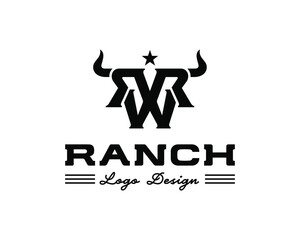 Initial letter W R shaped star ranch western trendy abstract logo design template illustration inspiration