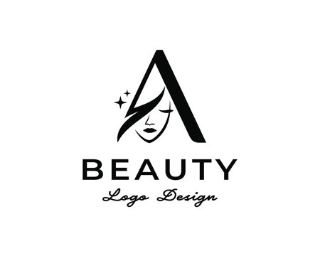 Minimalist elegant stylish initial letter A beauty woman face hair salon logo design template illustration inspiration - Powered by Adobe