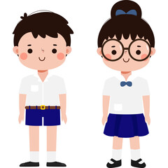 cute cartoon thai students character, back to school, Illustration flat style Png