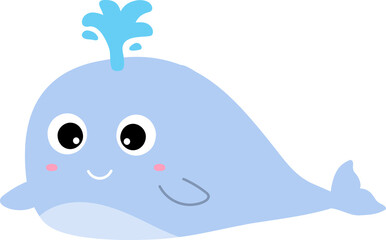 cute whale cartoon, sea animal