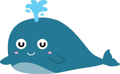 cute whale cartoon, sea animal