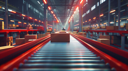 Conveyor belts transporting packages in an automated fulfillment center with advanced machinery