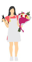 flower sale girl profession occupation florist full isolated