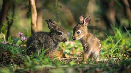 Obraz premium Heartwarming animal encounters charming and endearing moments captured in delightful interactions