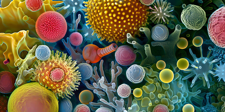 Organismos microsc&oacute;picos sob um microsc&oacute;pio