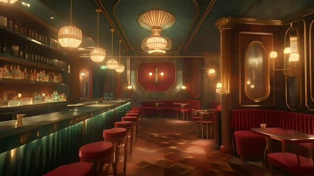 Elegant Retro Bar with Ambient Lighting with Ai generated.
