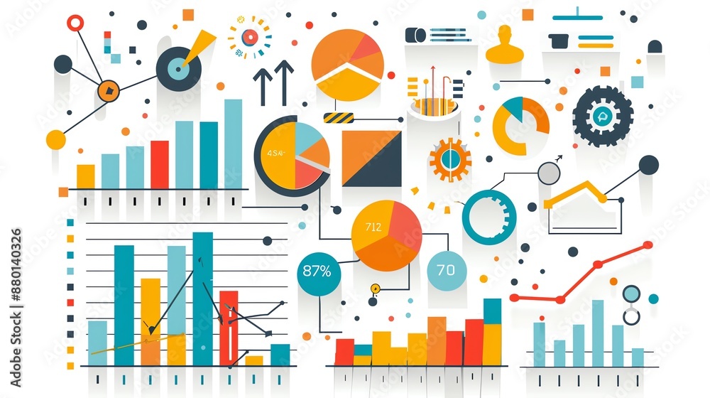 Poster Abstract chart with graph and numbers.