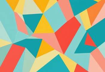 colorful abstract image with overlapping geometric shapes in bright tones of turquoise, coral, and lemon yellow.