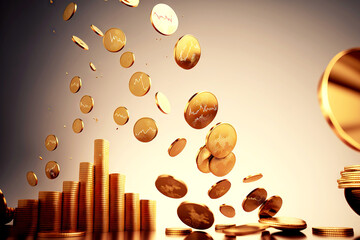 Golden Coins in Motion - A Symbol of Wealth and Fluidity - Generated by AI