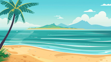 Fototapeta premium Tropical Island Vector Illustration