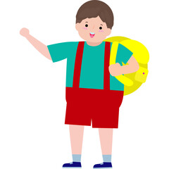 Obraz premium student with school bag, Cute Kid back to school, cartoon character illustration flat style