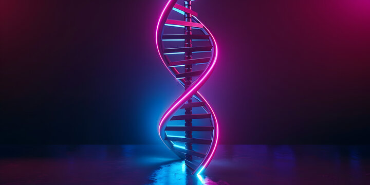 DNA dupla h&eacute;lice em cores neon