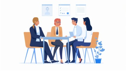 Obraz premium Employer or HR leader is interviewing participants, applying for a company employee, and having read the proficiency test resume to recruit qualified employees, Selection of job applicants.