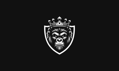 head gorilla angry on shield vector logo design