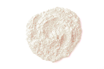 Vanilla cream ice cream close-up on a white background. Ice cream texture. Delicious sweet dessert close-up as a background.