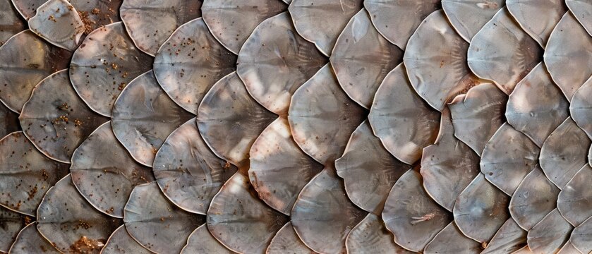 Panoramic close-up, high detail scan of pebbled flounder scales texture, Generative AI 