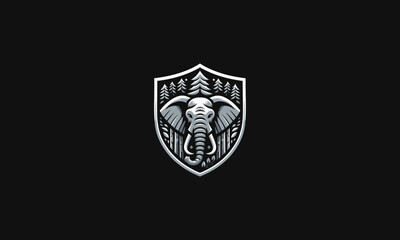 head elephant roar on forest vector logo design
