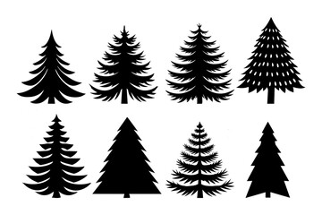 Obraz premium A Minimal Set of Pine Tree Silhouettes