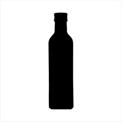 Black olive oil bottle silhouette on white background. Olive oil bottle icon sign vector illustration design.