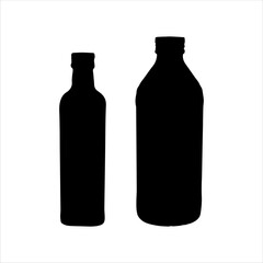 Two olive oil bottle silhouette on white background. Olive oil bottle icon sign vector illustration design.