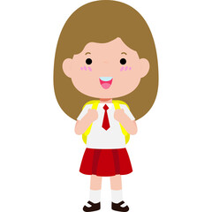 student with school bag, Cute Kid back to school, cartoon character illustration flat style