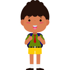 student with school bag, Cute Kid back to school, cartoon character illustration flat style