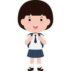 student with school bag, Cute Kid back to school, cartoon character illustration flat style