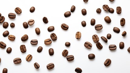 Naklejka premium Coffee beans on white background with copy space 