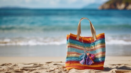 Colorful flip-flops  with blurred ocean 