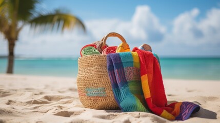 Colorful flip-flops  with blurred ocean 