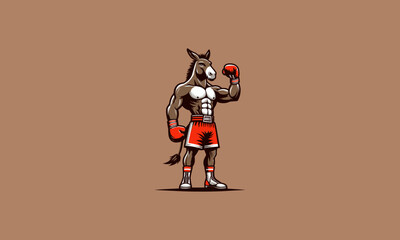 Naklejka premium donkey wearing pant and gloves boxing vector mascot design