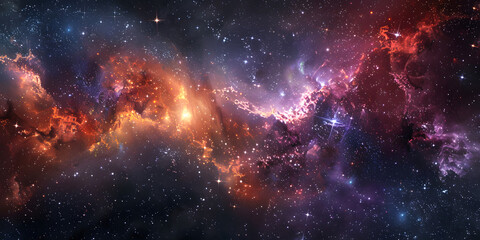 Obraz premium Galáxia com estrelas rodopiando e nebulosas coloridas