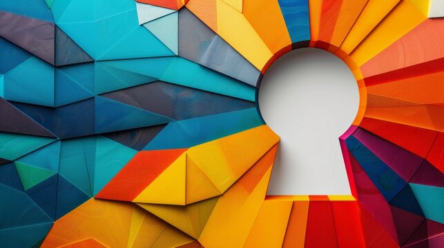 Abstract Keyhole in a Multicolored Geometric Pattern