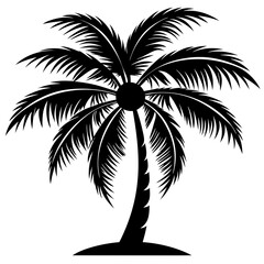 Obraz premium Silhouette coconut tree vector art illustration