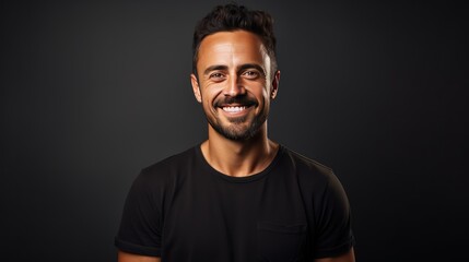 Obraz premium Man with confident smile, well-lit studio, 