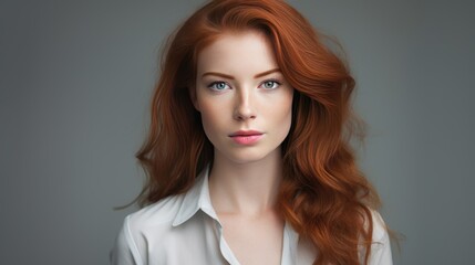 Fototapeta premium woman with red hair, urban outdoor setting, 