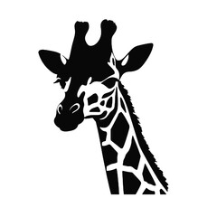  Portrait of a giraffe (Giraffa camelopardalis) vector silhouette  isolated on a white background.