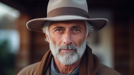 a dignified grey-haired man in a stylish hat 